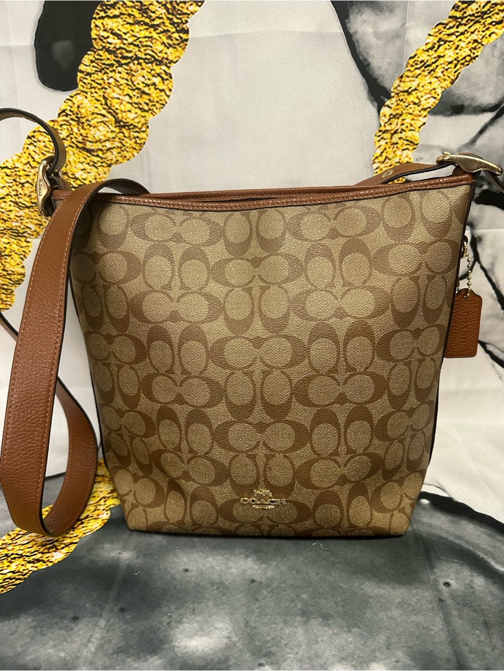 Coach Signature Canvas Brown Crossbody Bag